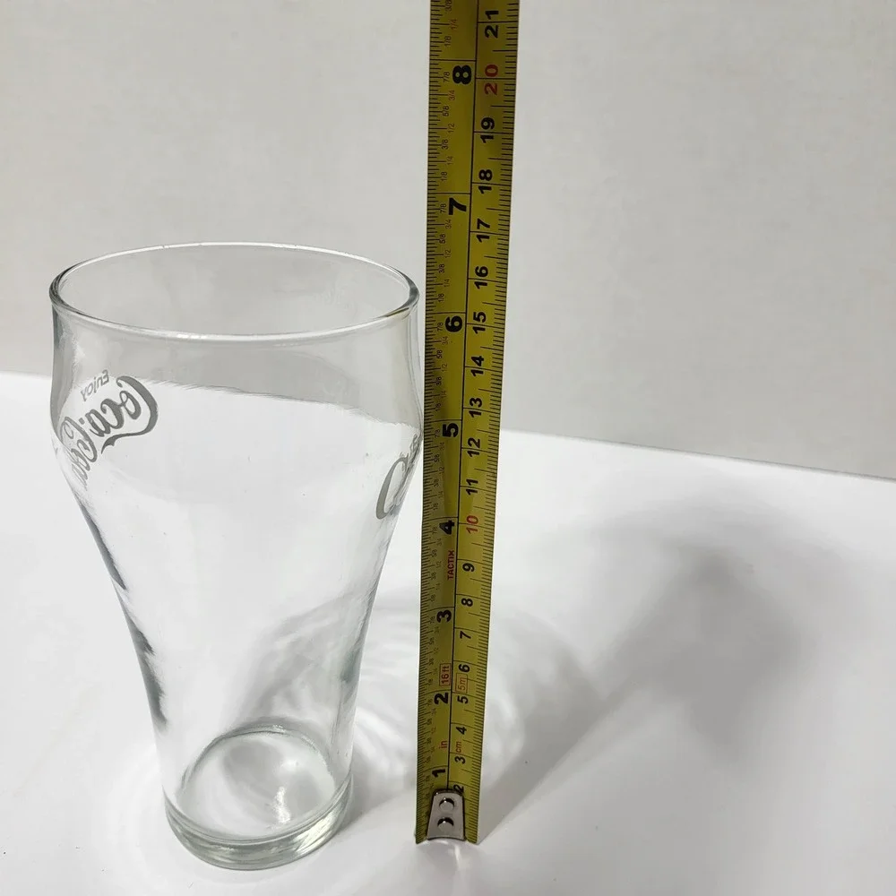 VTG Coca-Cola Clear Glass Tumbler White Script Logo Enjoy Coke Bell Shape 6 Inch